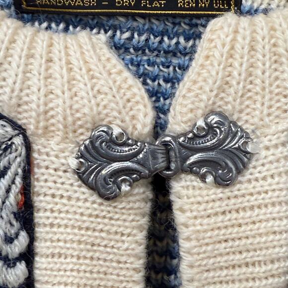 Vintage Nordstrikk Norwegian Fair Isle Sweater Nordic Cardigan Pure New Wool S/M - Picture 4 of 15